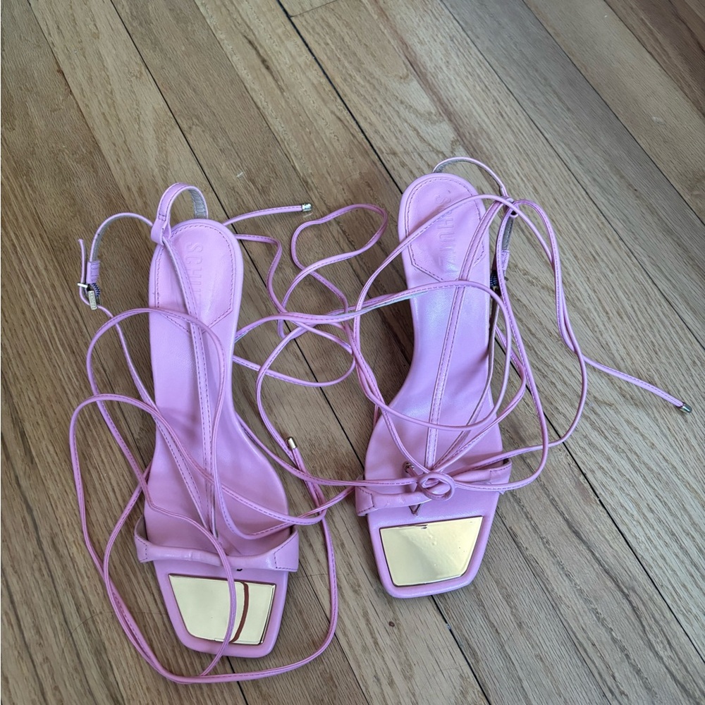 Pink Schutz Heeled with Detachable Lace Up Heels